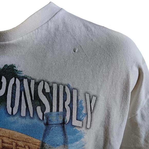 Men's T-Shirt Large Corona Extra "Relax Responsibly" Football Beer Paint Splat - Picture 3 of 6